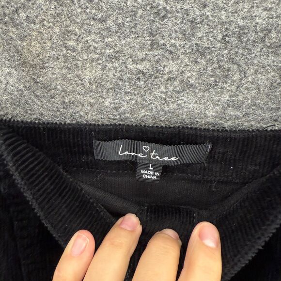 Love Tree Dress Women L Large Black Sheath Short Corduroy Button Sleeveless - Picture 5 of 7